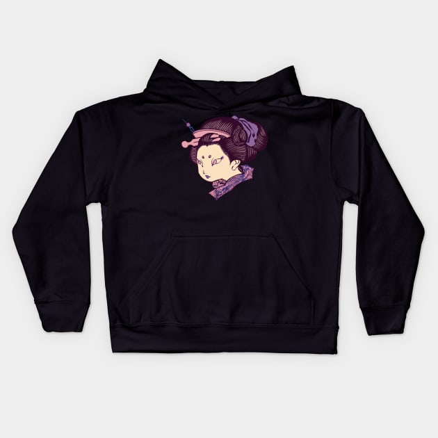 Ukiyoe Girl Kids Hoodie by miacomart